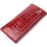 Лаковий жіночий гаманець бордового кольору із фактурної шкіри під крокодила KARYA (2421115) - 2
