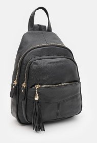 Городской женский рюкзак из натуральной зернистой кожи с одним основным отделением Keizer черного цвета 95529