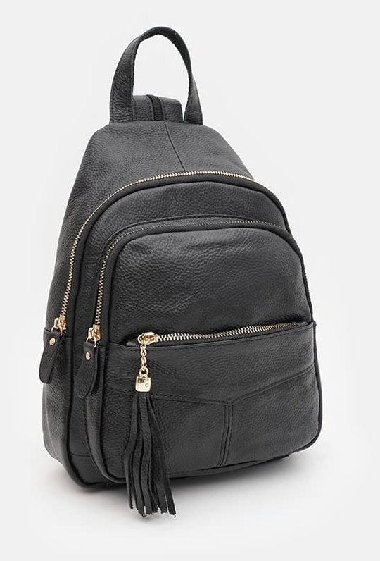 Городской женский рюкзак из натуральной зернистой кожи с одним основным отделением Keizer черного цвета 95529 фото №2 Городской женский рюкзак из натуральной зернистой кожи с одним основным отделением Keizer черного цвета 95529 modnotak фото №2