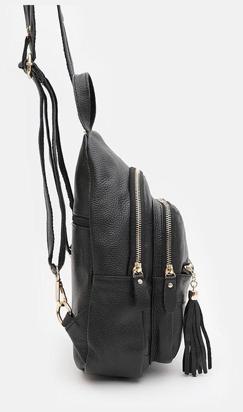 Городской женский рюкзак из натуральной зернистой кожи с одним основным отделением Keizer черного цвета 95529 фото №4 Городской женский рюкзак из натуральной зернистой кожи с одним основным отделением Keizer черного цвета 95529 modnotak фото №4