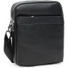 Чоловіча шкіряна сумка невеликого розміру в чорному кольорі на дві блискавки Keizer (21368) - 1