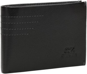 Мужской компактный кошелек из черной кожи с зажимом для купюр Ricco Grande 65929
