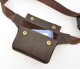 Кожаная мужская сумка на пояс коричневого цвета VATTO (11771) - 2