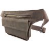 Кожаная мужская сумка на пояс коричневого цвета VATTO (11771) - 3