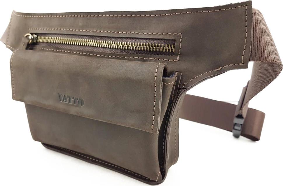 Кожаная мужская сумка на пояс коричневого цвета VATTO (11771)