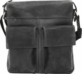 Вінтажна наплічна чоловіча сумка чорного кольору VATTO (12070)