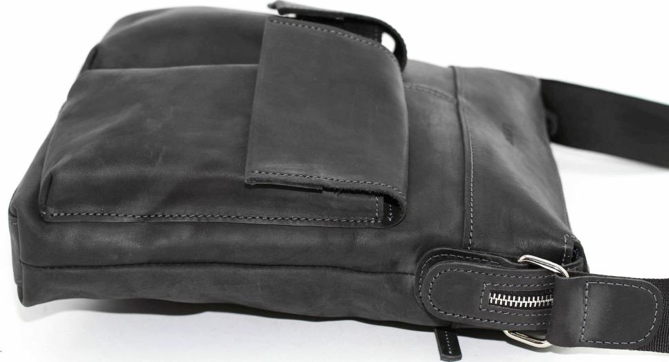 Вінтажна наплічна чоловіча сумка чорного кольору VATTO (12070)