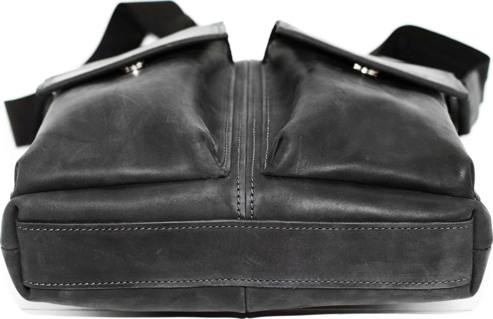 Вінтажна наплічна чоловіча сумка чорного кольору VATTO (12070)