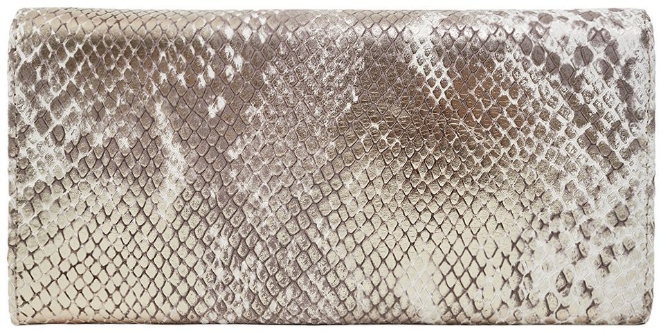 Женский кожаный кошелек на кнопке с фактурой под змею Desisan 106629 золотистая modnotak фото №2