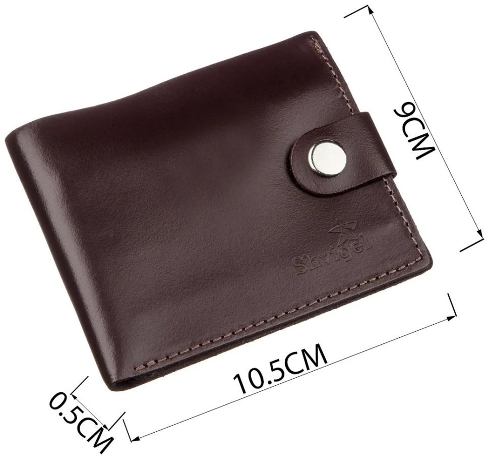 Чоловічий шкіряний портмоне горизонтального типу в темно-коричневому кольорі SHVIGEL (2416213) modnotak фото №10