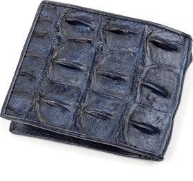 Синє портмоне з натуральної крокодилячої шкіри без фіксатора CROCODILE LEATHER (024-18161)