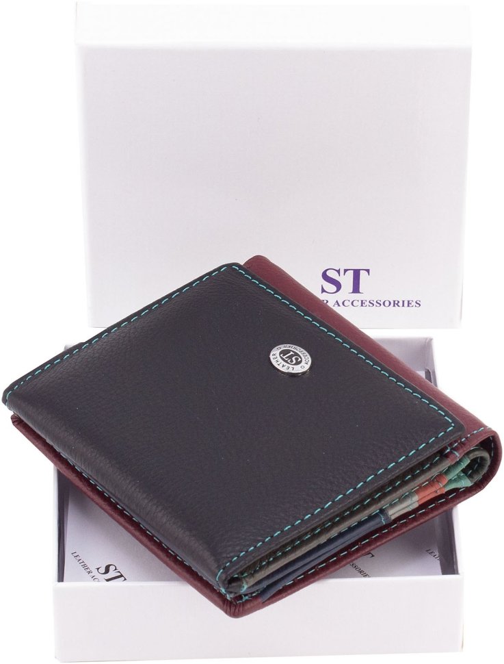 Небольшой разноцветный женский кошелек из фактурной кожи ST Leather 1767229