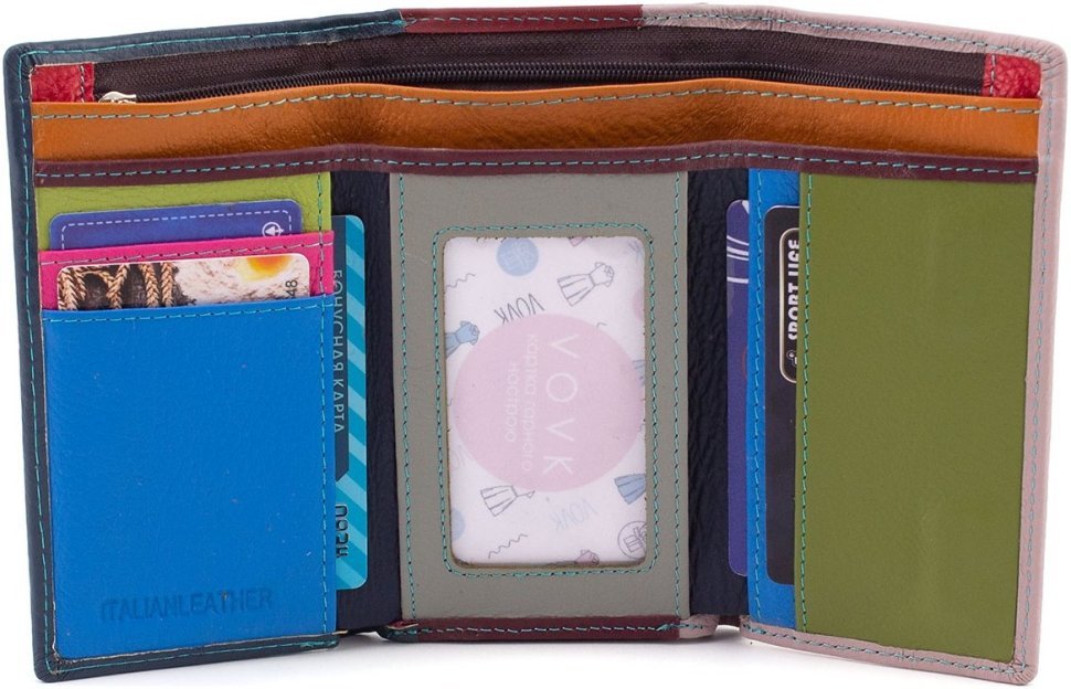 Разноцветный женский кошелек среднего размера из натуральной кожи с монетницей ST Leather 1767329