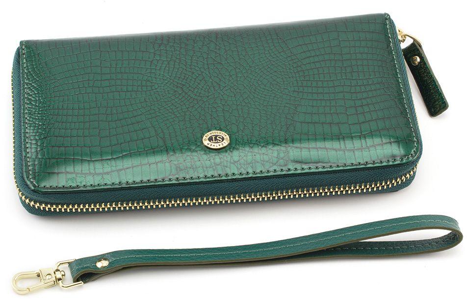 Жіночий зелений гаманець в лаку на блискавки ST Leather (16319)