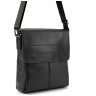 Черная кожаная мужская сумка на плечо с клапаном на магнитах Tiding Bag 77529 - 1