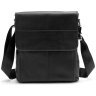 Черная кожаная мужская сумка на плечо с клапаном на магнитах Tiding Bag 77529 - 6