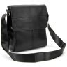 Черная кожаная мужская сумка на плечо с клапаном на магнитах Tiding Bag 77529 - 7