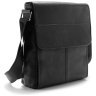 Черная кожаная мужская сумка на плечо с клапаном на магнитах Tiding Bag 77529 - 8