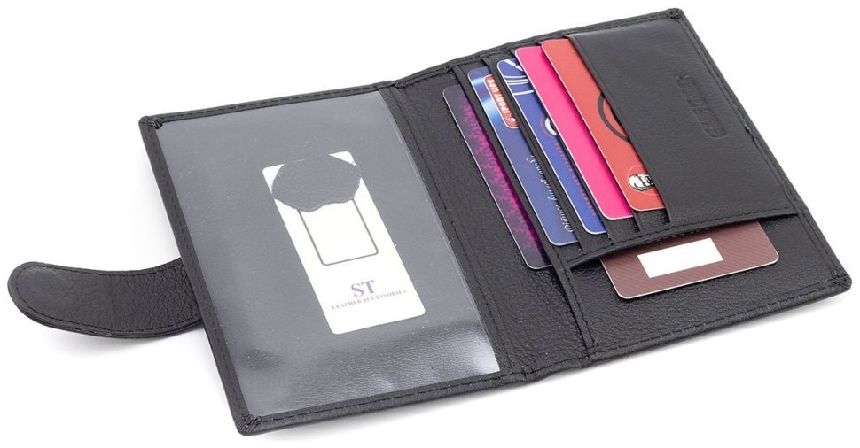 Кожаная обложка для паспорта с отделениями для карт ST Leather 97729 черного цвета фото №5 Кожаная обложка для паспорта с отделениями для карт ST Leather 97729 черного цвета modnotak фото №5