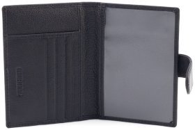 Шкіряна обкладинка для паспорта з відділеннями для карток ST Leather 97729 чорного кольору