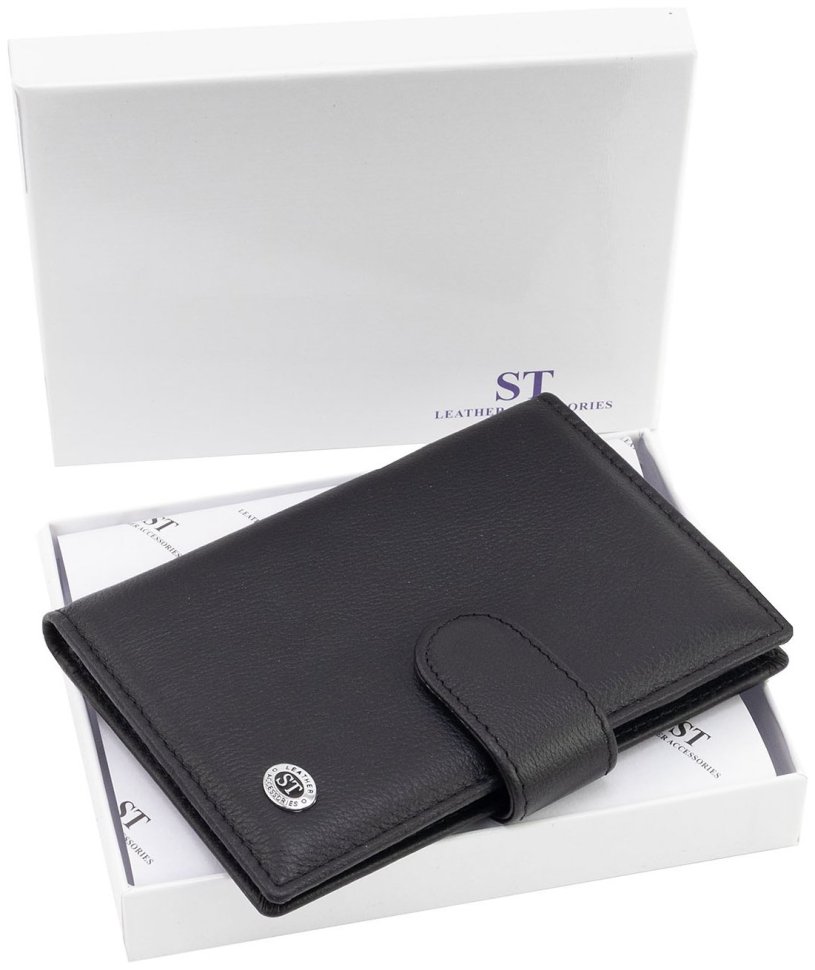Кожаная обложка для паспорта с отделениями для карт ST Leather 97729 черного цвета фото №6 Кожаная обложка для паспорта с отделениями для карт ST Leather 97729 черного цвета modnotak фото №6