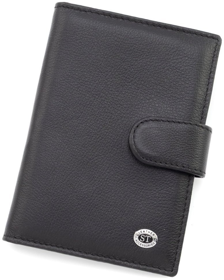 Кожаная обложка для паспорта с отделениями для карт ST Leather 97729 черного цвета фото №1 Кожаная обложка для паспорта с отделениями для карт ST Leather 97729 черного цвета modnotak фото №1