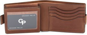 Винтажное мужское портмоне из натуральной кожи терракотового цвета Grande Pelle 67829