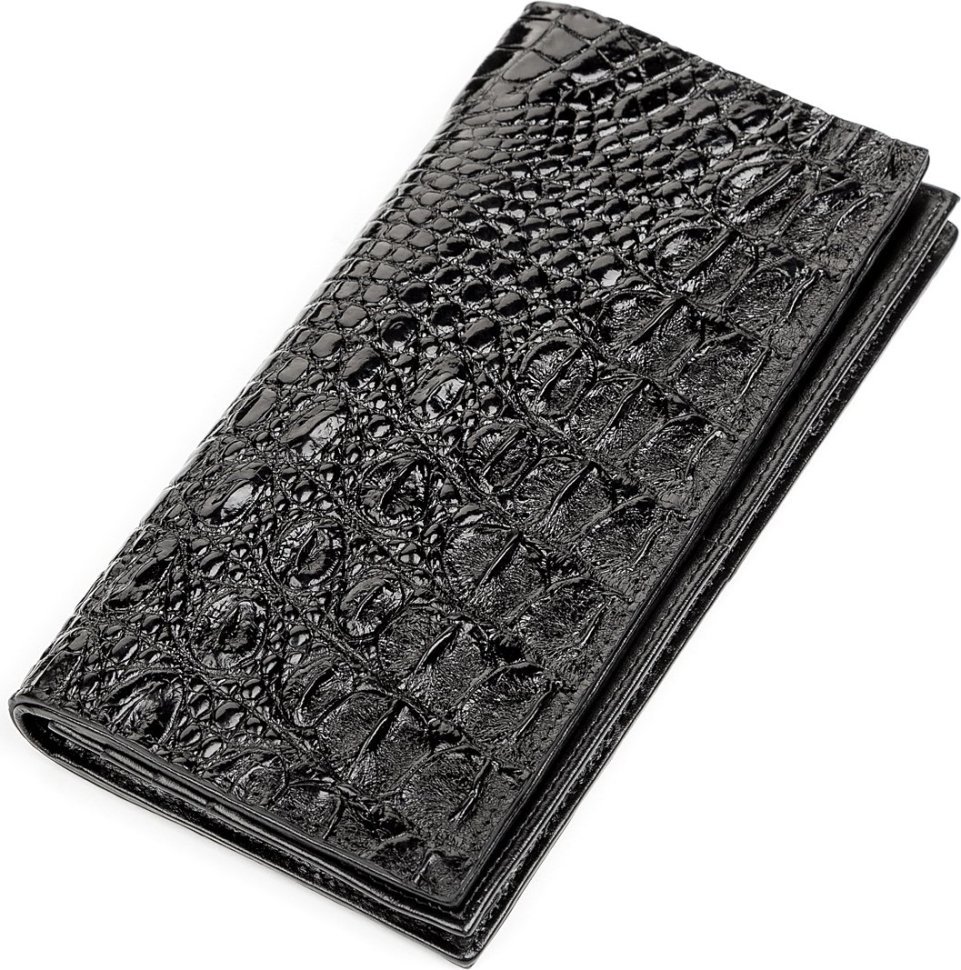 Портмоне вертикального формата из черной кожи крокодила CROCODILE LEATHER (024-18267) modnotak фото №1