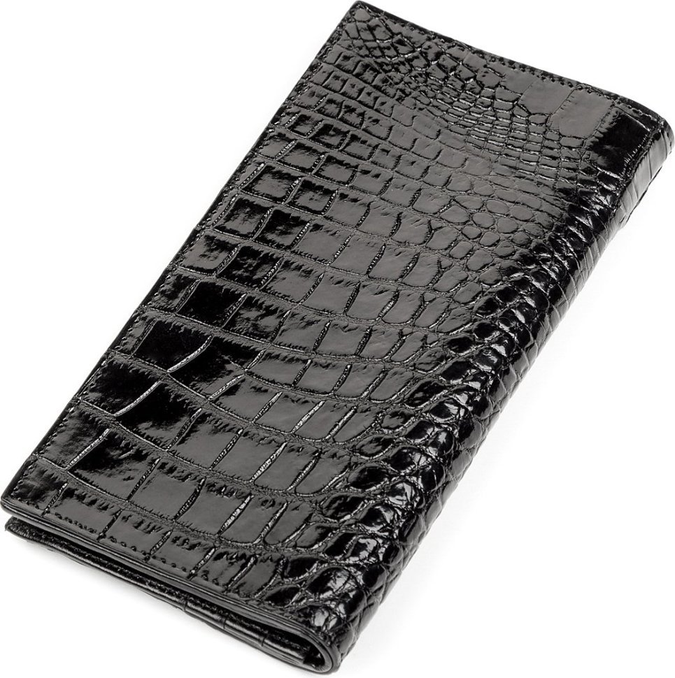 Портмоне вертикального формату з чорної шкіри крокодила CROCODILE LEATHER (024-18267)