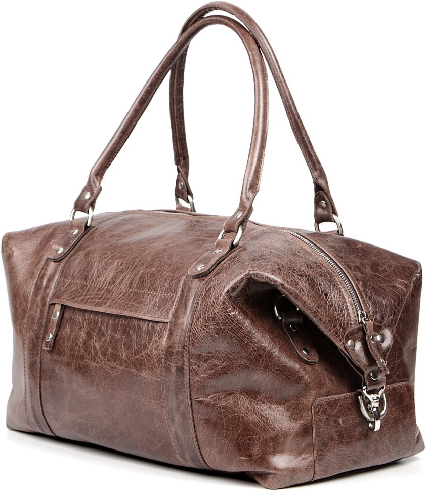 Большая коричневая дорожная сумка из натуральной кожи с ручками SHVIGEL 2400905