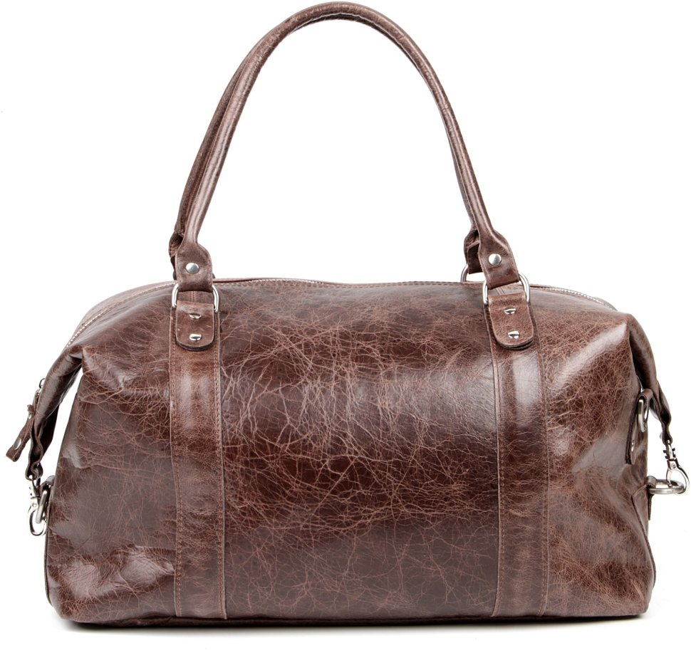 Велика коричнева дорожня сумка з натуральної шкіри з ручками SHVIGEL 2400905