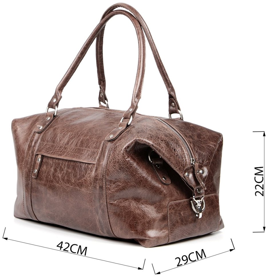 Велика коричнева дорожня сумка з натуральної шкіри з ручками SHVIGEL 2400905 фото №3 Велика коричнева дорожня сумка з натуральної шкіри з ручками SHVIGEL 2400905 modnotak фото №3