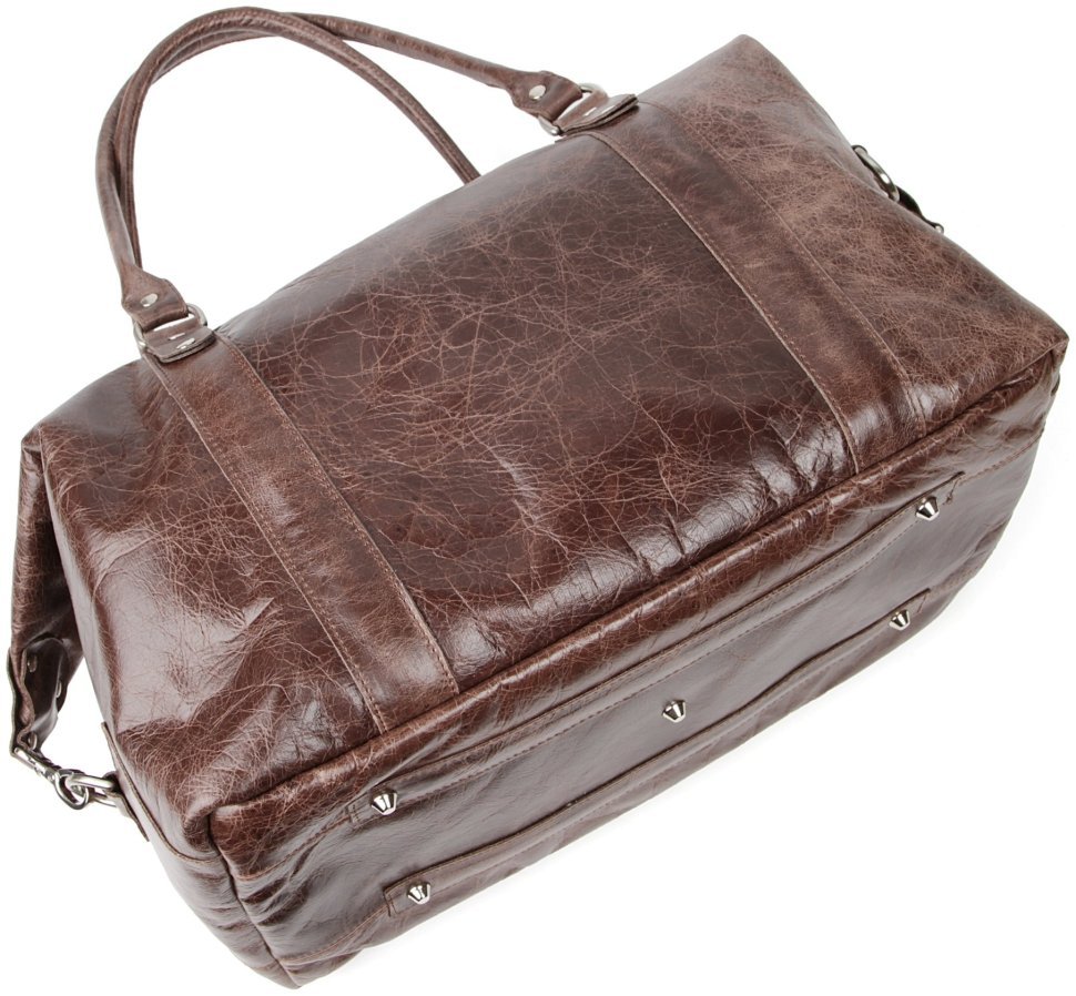 Велика коричнева дорожня сумка з натуральної шкіри з ручками SHVIGEL 2400905 фото №6 Велика коричнева дорожня сумка з натуральної шкіри з ручками SHVIGEL 2400905 modnotak фото №6