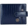 Мужское портмоне из кожи под фактуру кроко на кнопке с блоком для картHammonds Flycatcher HF502 синего цвета 108029 modnotak фото - 1
