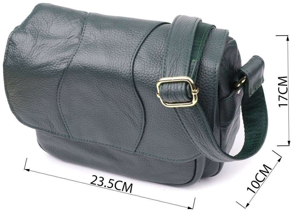 Повседневная женская сумка через плечо из фактурной кожи зеленого цвета Vintage 98129 фото №3 Повседневная женская сумка через плечо из фактурной кожи зеленого цвета Vintage 98129 modnotak фото №3