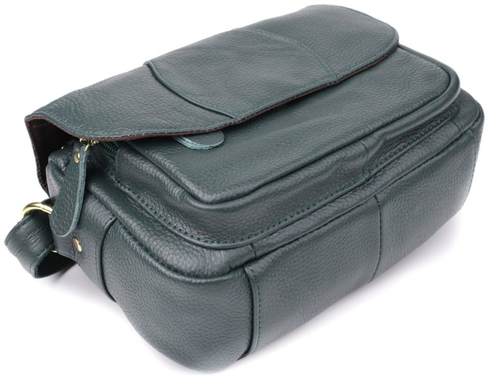 Повседневная женская сумка через плечо из фактурной кожи зеленого цвета Vintage 98129 фото №5 Повседневная женская сумка через плечо из фактурной кожи зеленого цвета Vintage 98129 modnotak фото №5