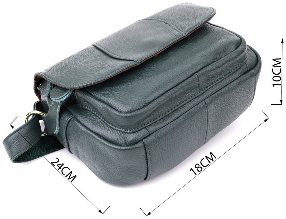 Повседневная женская сумка через плечо из фактурной кожи зеленого цвета Vintage 98129 фото №13 Повседневная женская сумка через плечо из фактурной кожи зеленого цвета Vintage 98129 modnotak фото №13