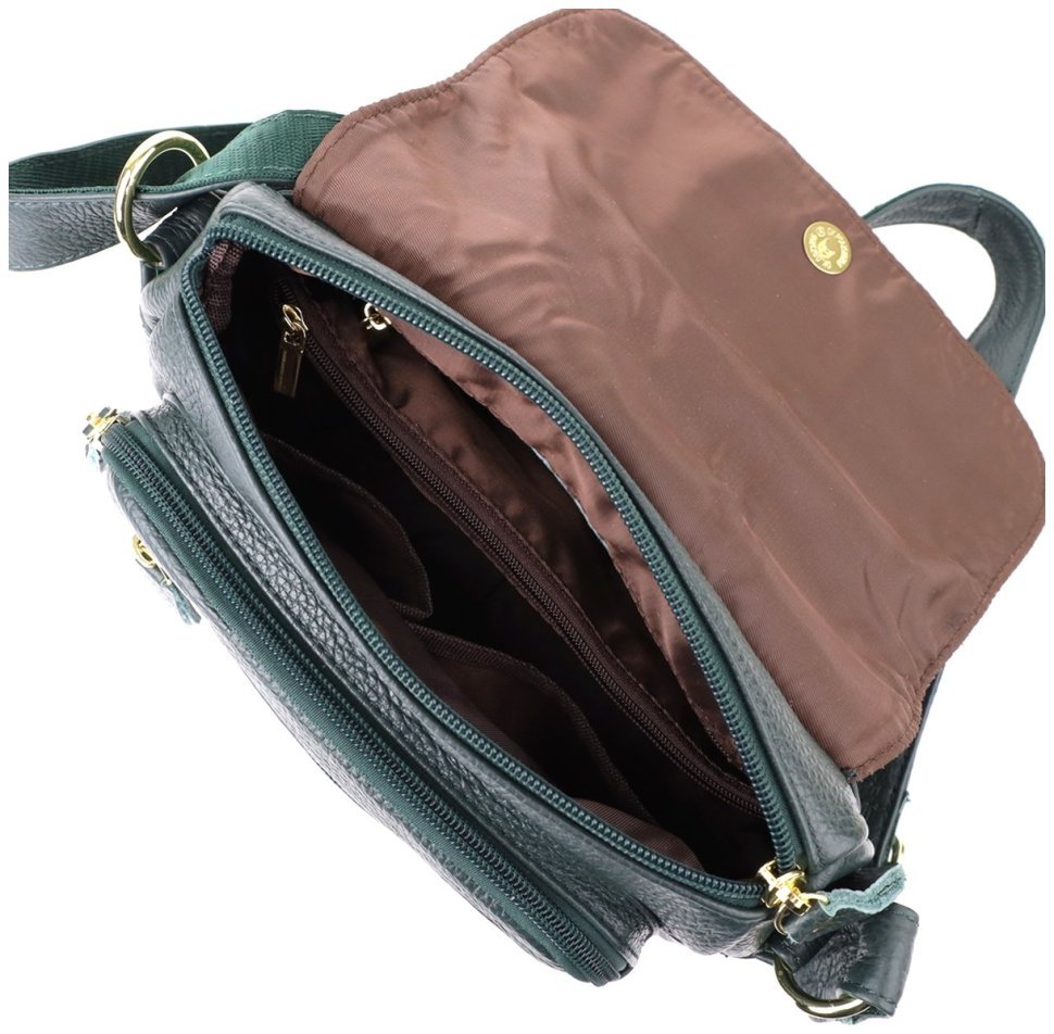 Повседневная женская сумка через плечо из фактурной кожи зеленого цвета Vintage 98129 фото №18 Повседневная женская сумка через плечо из фактурной кожи зеленого цвета Vintage 98129 modnotak фото №18