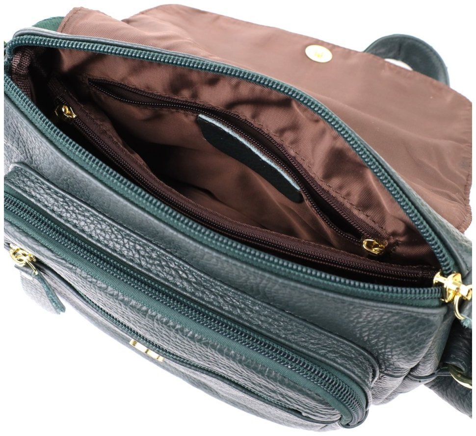 Повседневная женская сумка через плечо из фактурной кожи зеленого цвета Vintage 98129 фото №19 Повседневная женская сумка через плечо из фактурной кожи зеленого цвета Vintage 98129 modnotak фото №19