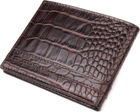 Коричневий чоловічий зажим для купюр з натуральної шкіри під крокодила CANPELLINI (2421519)