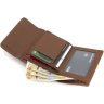 Невеликий шкіряний жіночий гаманець коричневого кольору на магніті Marco Coverna 68629 - 7