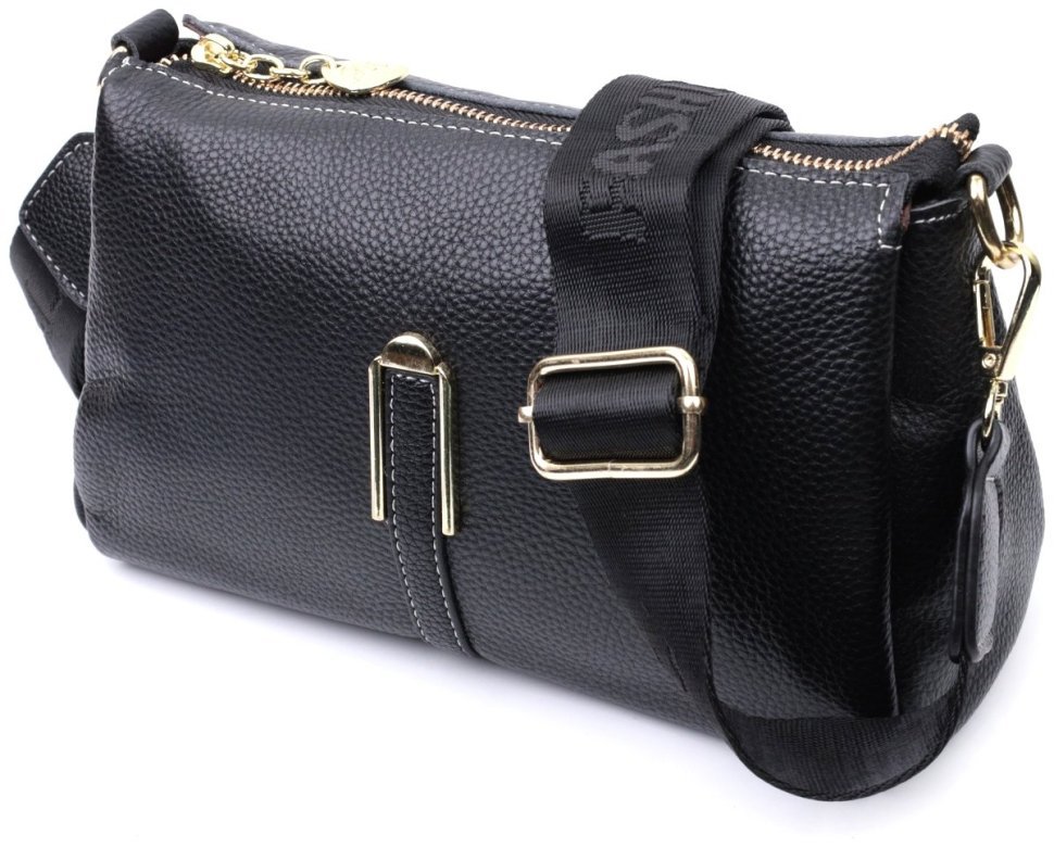 Кожаная женская сумка с золотой фурнитурой Vintage 2422607 Черная modnotak фото №1