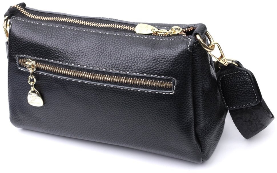 Кожаная женская сумка с золотой фурнитурой Vintage 2422607 Черная modnotak фото №2