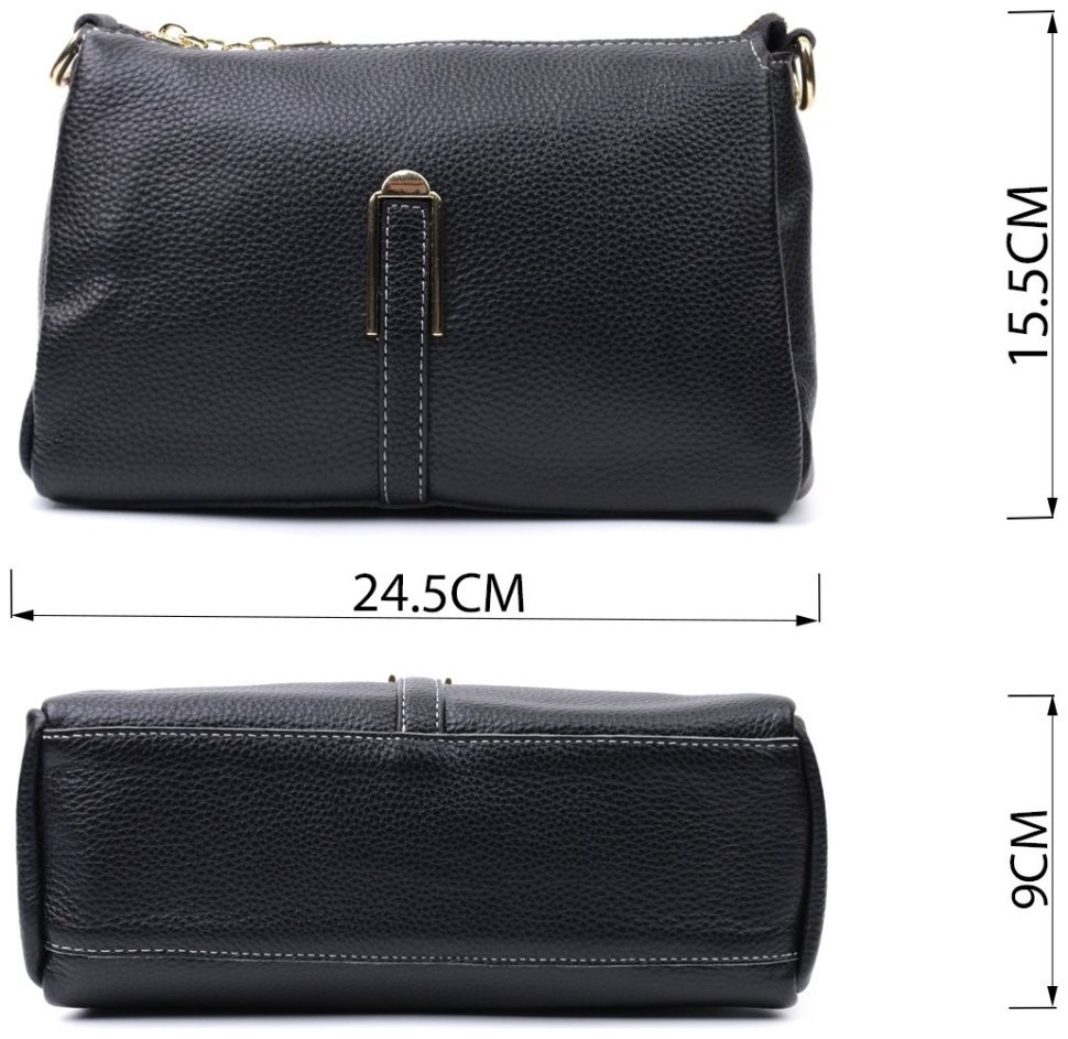 Кожаная женская сумка с золотой фурнитурой Vintage 2422607 Черная modnotak фото №3