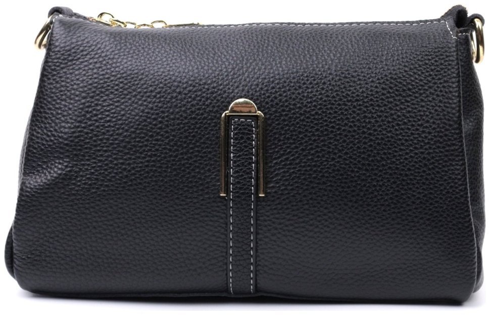 Кожаная женская сумка с золотой фурнитурой Vintage 2422607 Черная modnotak фото №5