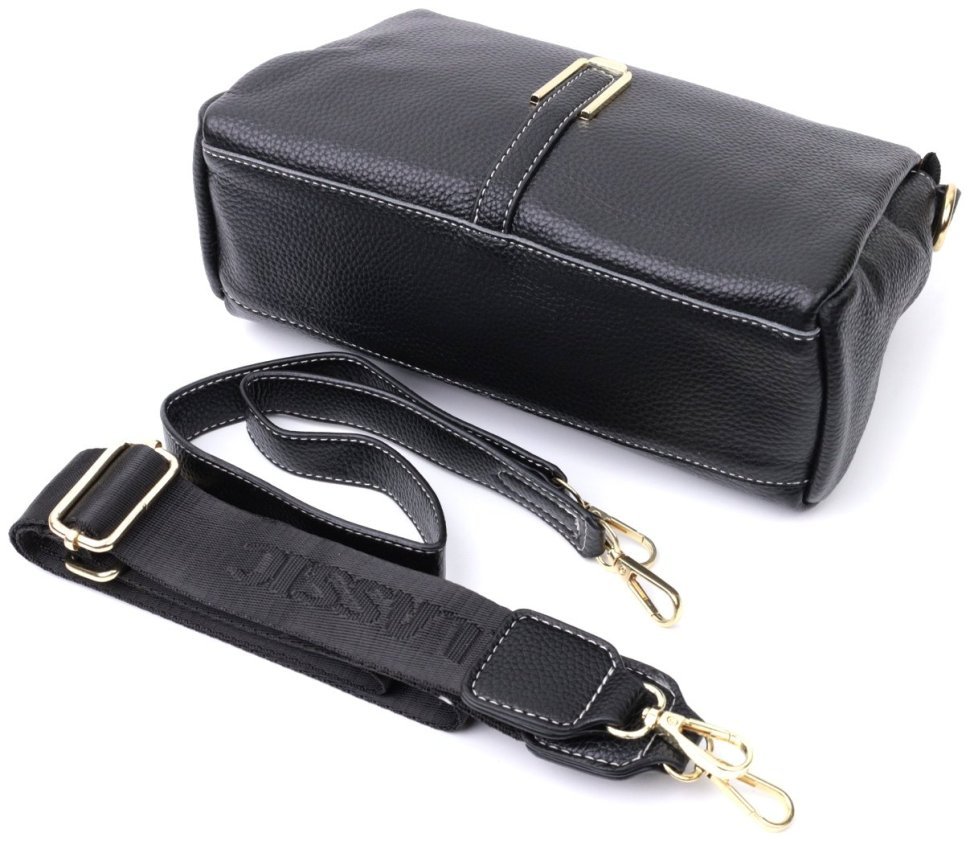 Кожаная женская сумка с золотой фурнитурой Vintage 2422607 Черная modnotak фото №7