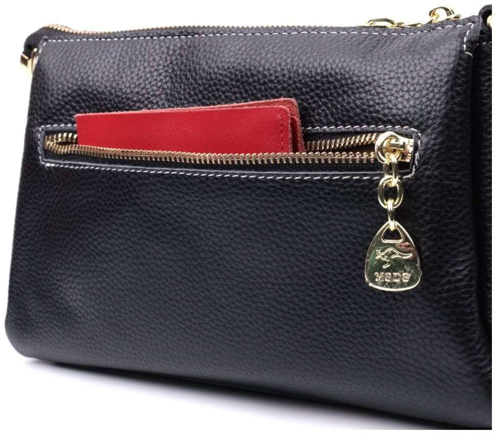 Кожаная женская сумка с золотой фурнитурой Vintage 2422607 Черная modnotak фото №10