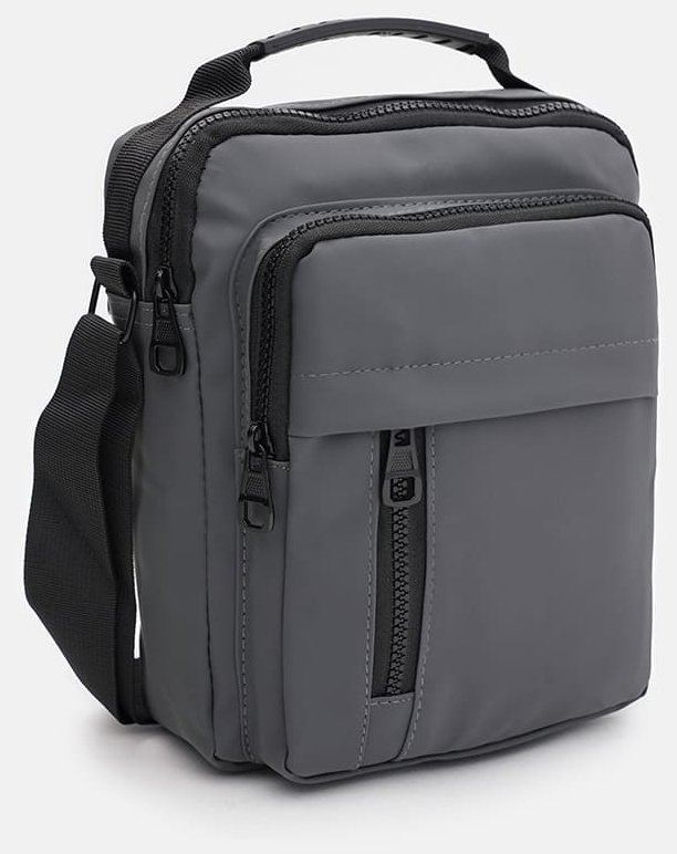 Качественная мужская сумка из прочного текстиля серого цвета Monsen 88729 modnotak фото №3