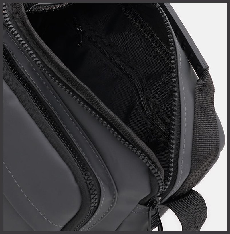 Качественная мужская сумка из прочного текстиля серого цвета Monsen 88729 modnotak фото №5