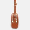 Жіноча шкіряна сумка через плече в коричневому кольорі на два відділення Borsa Leather (59129) - 3